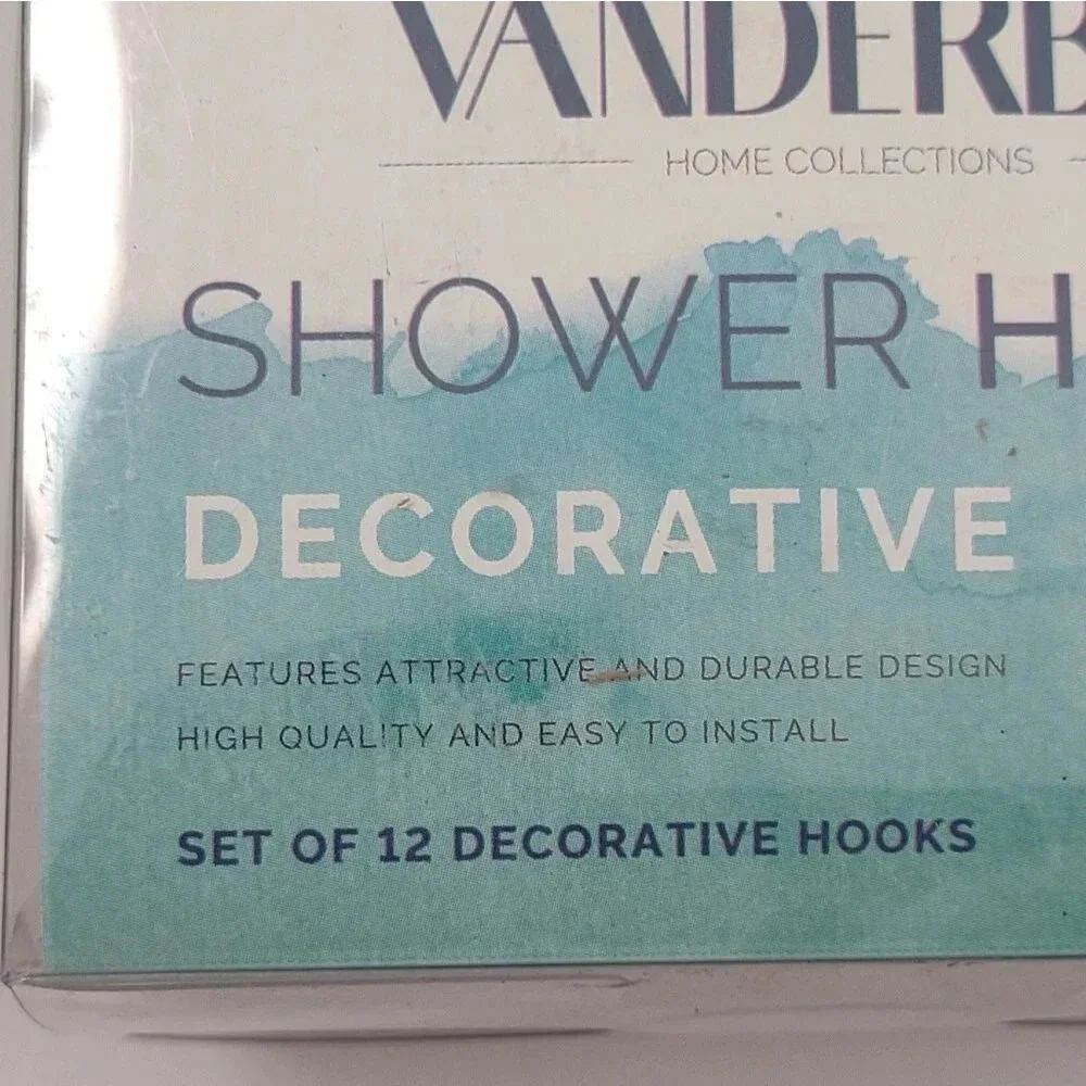 Vanderbilt Nautical Shower Hooks Set of 12 Anchors and Ships Oval Design NWT